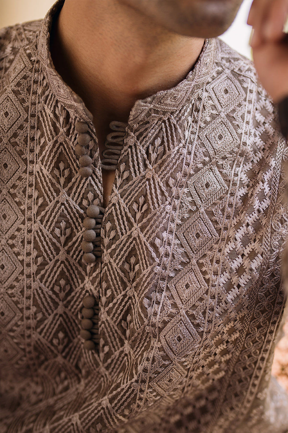 Mocha Brown Embroidered Kurta Pajama