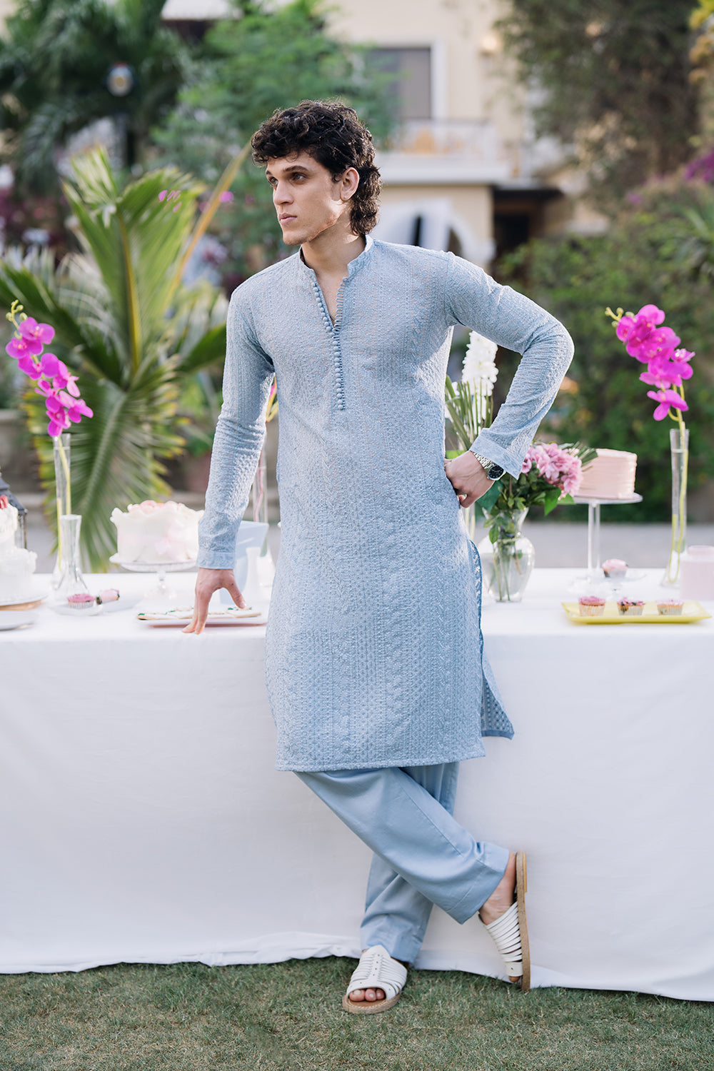 Celestial Blue Embroidered Kurta Pajama