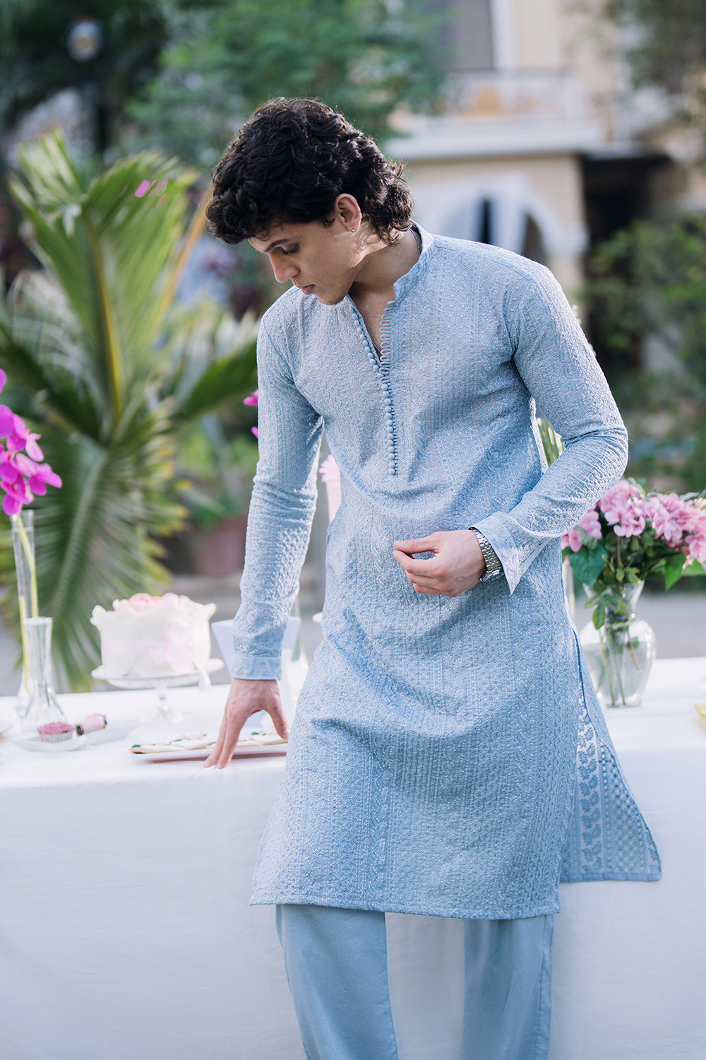Celestial Blue Embroidered Kurta Pajama