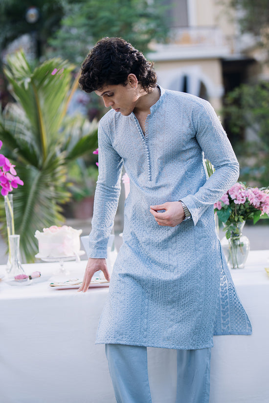 Celestial Blue Embroidered Kurta Pajama