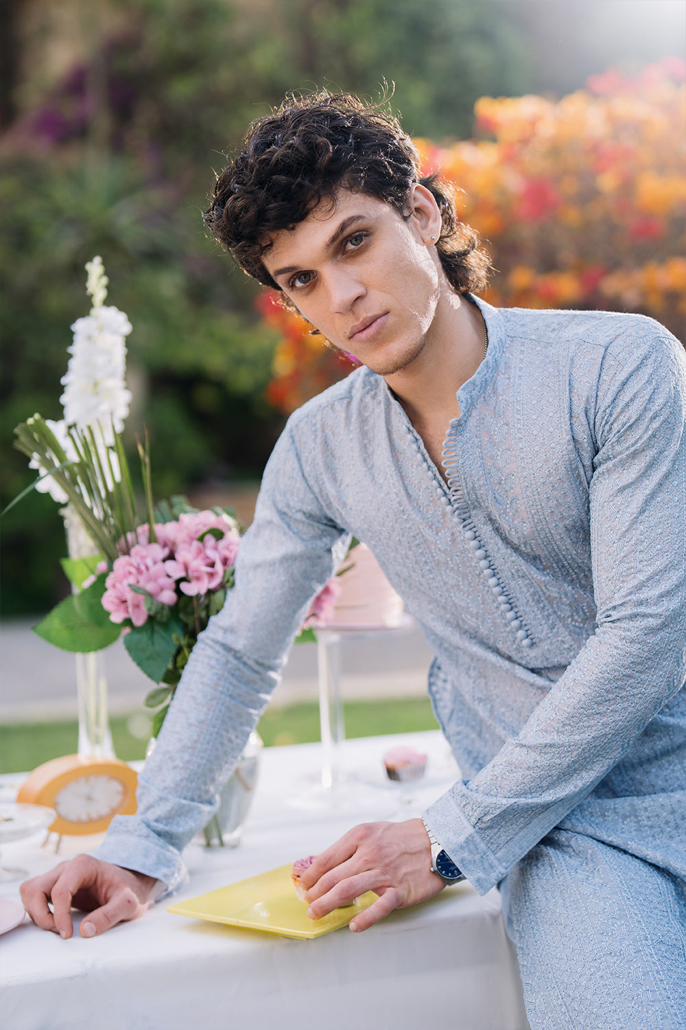 Celestial Blue Embroidered Kurta Pajama