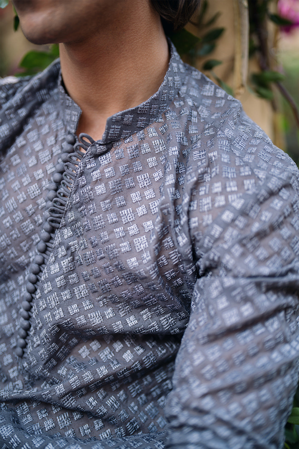 Ghost Grey Embroidered Kurta Pajama