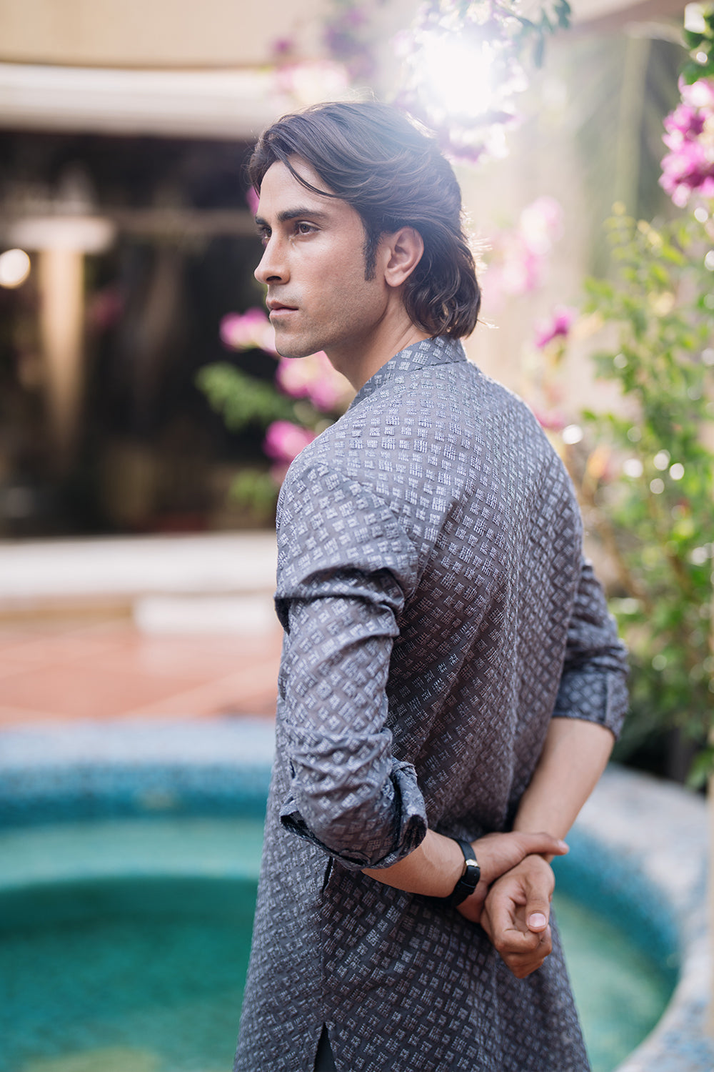 Ghost Grey Embroidered Kurta Pajama