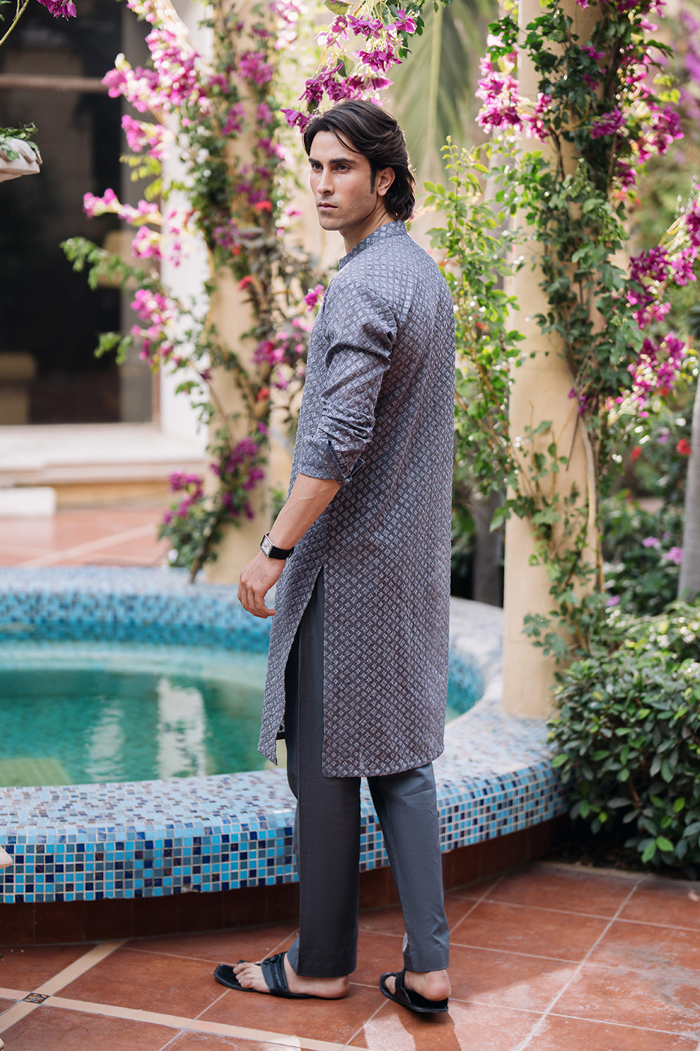 Ghost Grey Embroidered Kurta Pajama