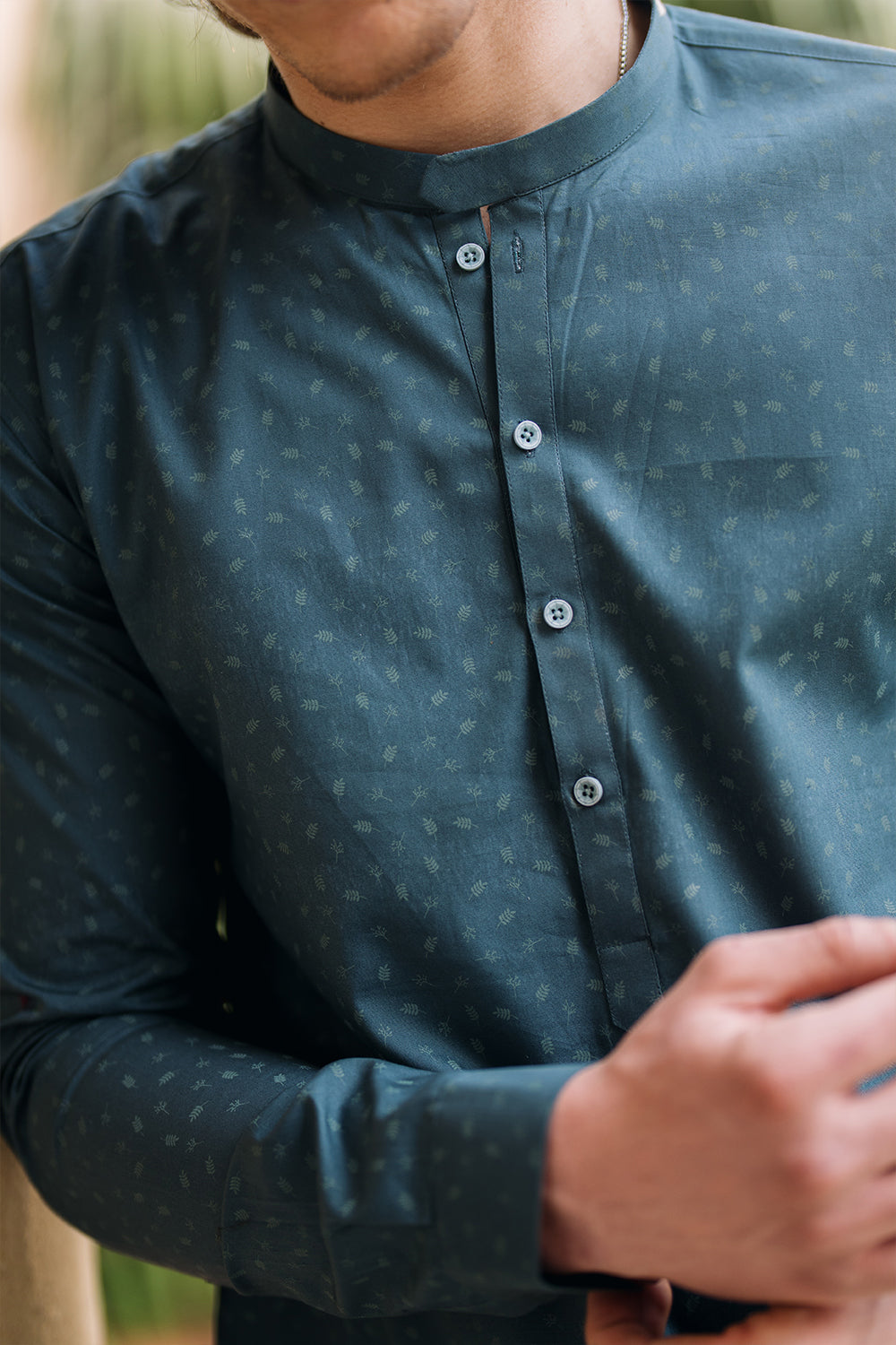 Hydro Green Printed Kurta with White Trouser