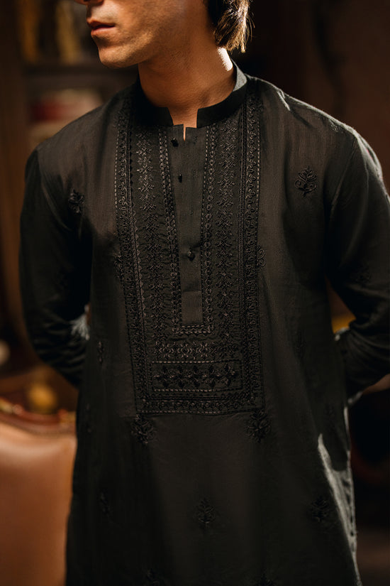 Mystic Black Embroidered Kurta Pajama