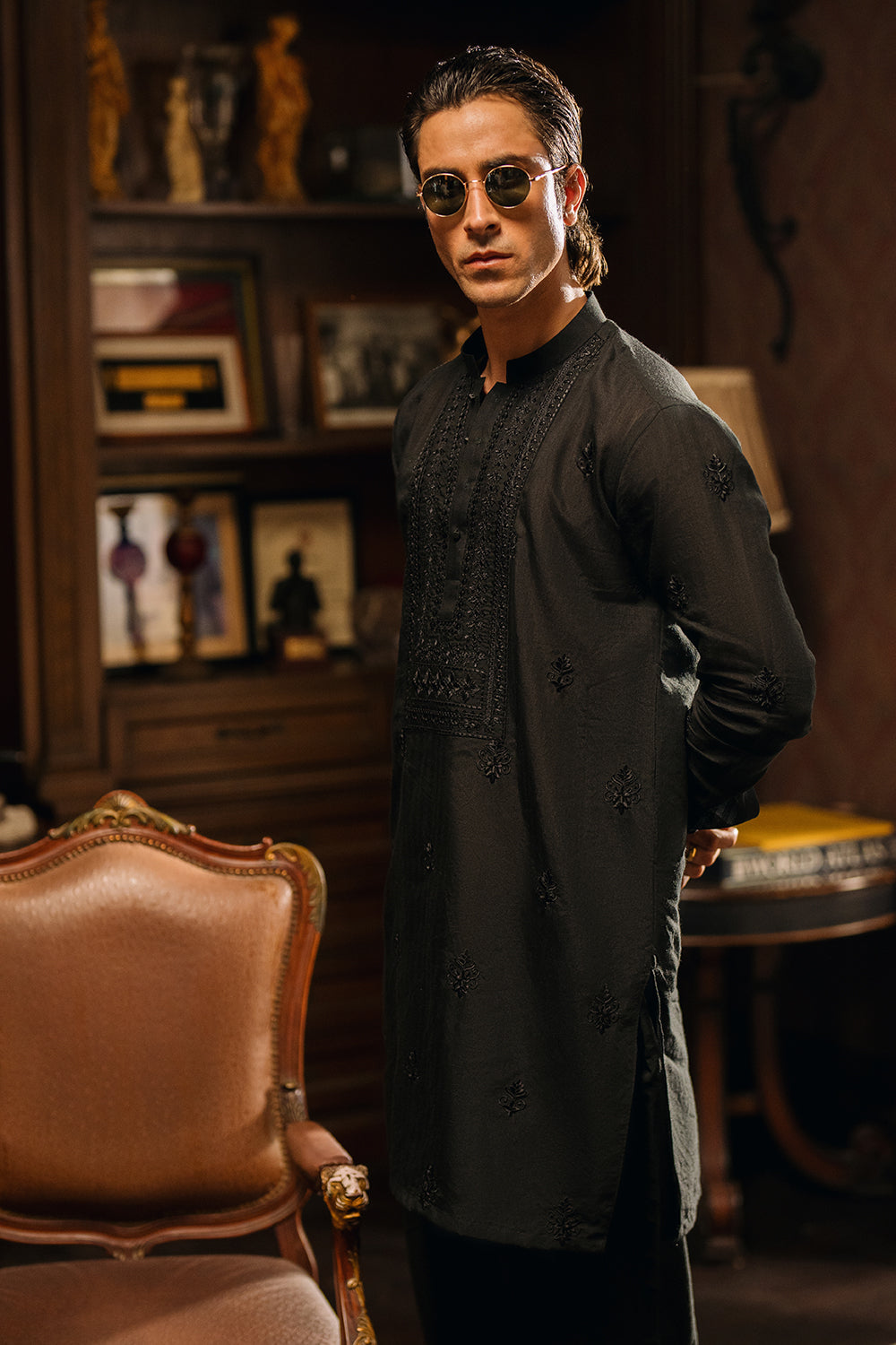 Mystic Black Embroidered Kurta Pajama