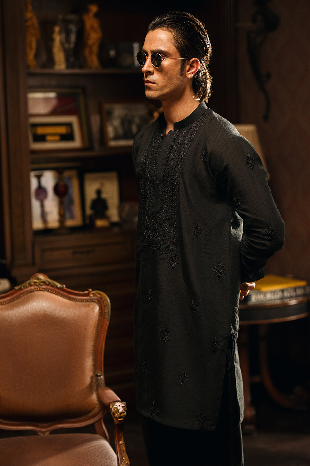 Mystic Black Embroidered Kurta Pajama