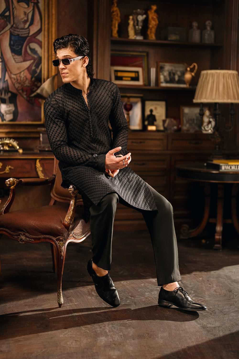 Onyx Black Embroidered Kurta Pajama