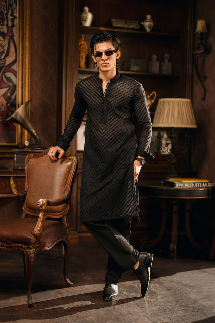 Onyx Black Embroidered Kurta Pajama