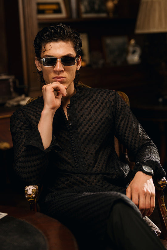 Onyx Black Embroidered Kurta Pajama