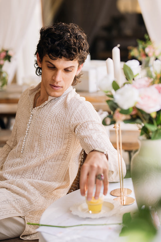 Ivory Embroidered Kurta Pajama