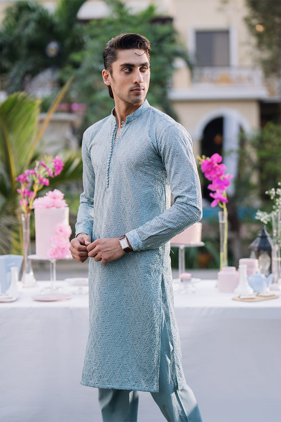 Frosty Green Embroidered Kurta Pajama