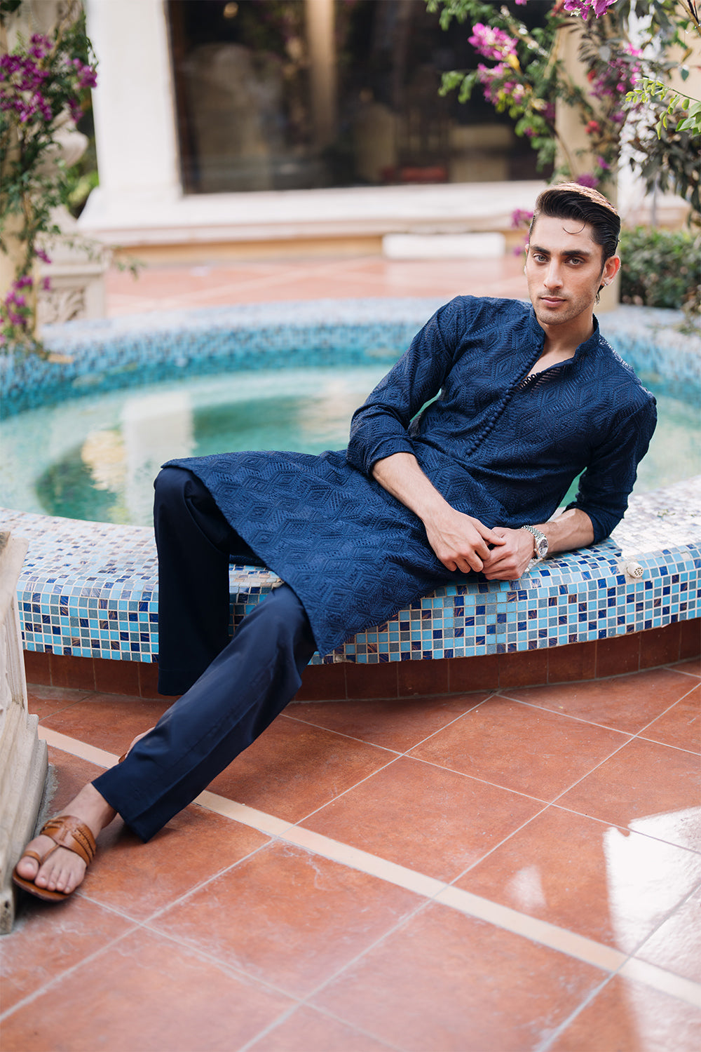 Bellwether Blue Embroidered Kurta Pajama