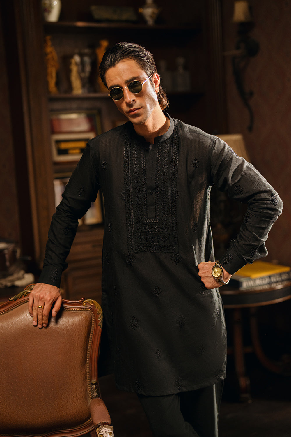 Mystic Black Embroidered Kurta Pajama